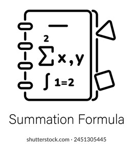 Handy linear icon of summation formula 