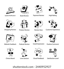 Prácticos Iconos Lineales Que Representan La Satisfacción Del Cliente 

