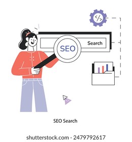 Práctica mini ilustración lineal de búsqueda seo 