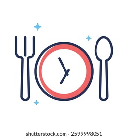 A handy linear style icon depicting iftar time