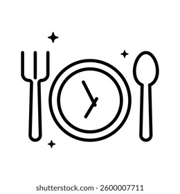 A handy linear style icon depicting iftar time