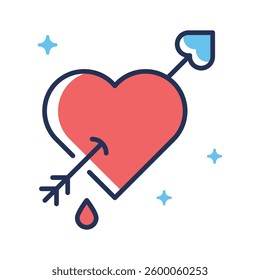 A handy linear style icon depicting cupid heart