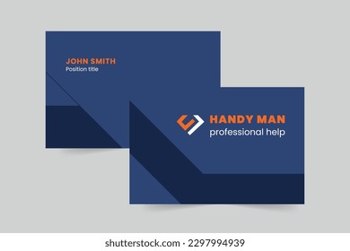 Plantilla de tarjeta de trabajo de Handy Man. Un diseño limpio, moderno y de alta calidad para el diseño de vectores de tarjetas de visita. Tarjeta de presentación de plantillas editable y personalizable