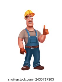 Handy man showing thumb up, vector