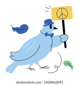 Handy mini illustration of peace protest, doodle style 