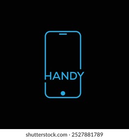 HANDY Modern font phone icon illustration with black background.