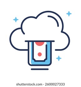 A handy outline style icon of cloud money earring