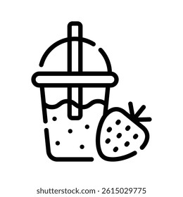 Handy outline style icon showing strawberry milkshake glass