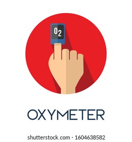 Handy Oxymeter Long Shadow Flat Style Medic Icon Illustration