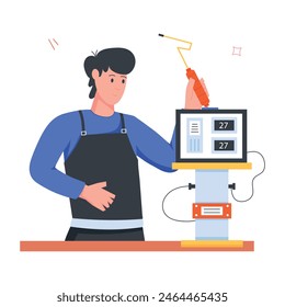 Handy Pack of Car Mechanics Flat Illustrations 

