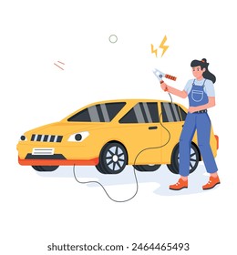 Handy Pack of Car Mechanics Flat Illustrations 

