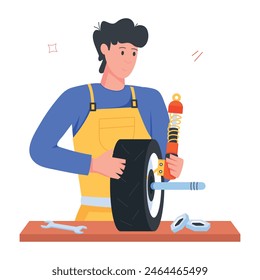 Handy Pack von Kfz-Mechaniker Flache Illustrationen 

