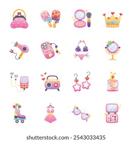 Handy Pack of Chic Accessories Flat Icons 

