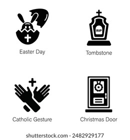 Práctico paquete de Elementos de la iglesia Glifo Iconos 

