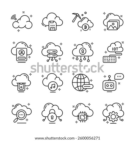 Handy Pack of Cloud Technology Outline Icons