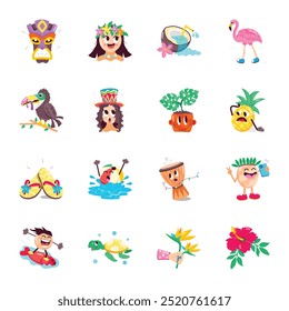 Handy Pack of Hawaiian Heritage Flat Stickers 

