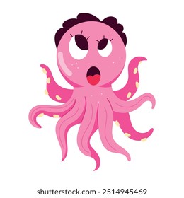 Handy Pack of Octopus Cartoon Flat Stickers 

