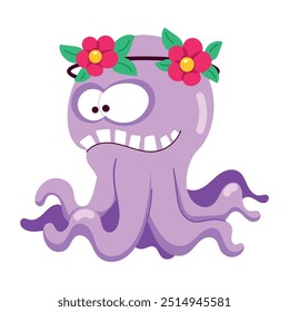 Handy Pack of Octopus Cartoon Flat Stickers 

