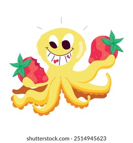 Handy Pack of Octopus Cartoon Flat Stickers 

