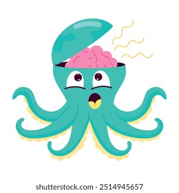 Handy Pack of Octopus Cartoon Flat Stickers 

