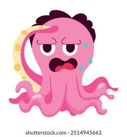 Handy Pack of Octopus Cartoon Flat Stickers 

