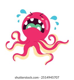 Handy Pack of Octopus Cartoon Flat Stickers 

