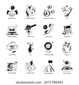 Handy Set of Corporate Doodle Icons 

