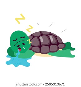 Handy Set of Flat Style Tortoise Cartoons

