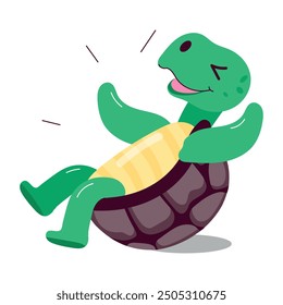 Handy Set of Flat Style Tortoise Cartoons

