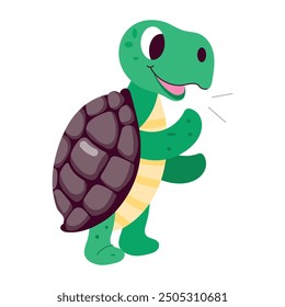 Handy Set of Flat Style Tortoise Cartoons

