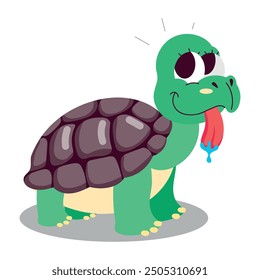 Handy Set of Flat Style Tortoise Cartoons

