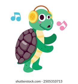 Handy Set of Flat Style Tortoise Cartoons

