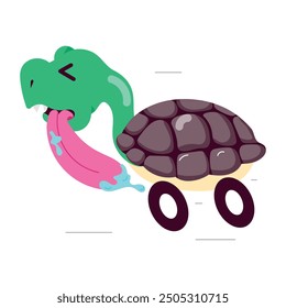 Handy Set of Flat Style Tortoise Cartoons

