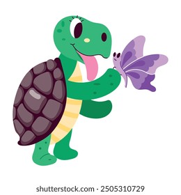 Handy Set of Flat Style Tortoise Cartoons

