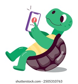 Handy Set of Flat Style Tortoise Cartoons

