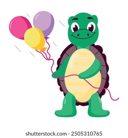 Handy Set of Flat Style Tortoise Cartoons

