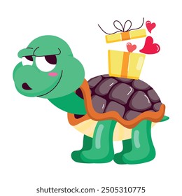 Handy Set of Flat Style Tortoise Cartoons

