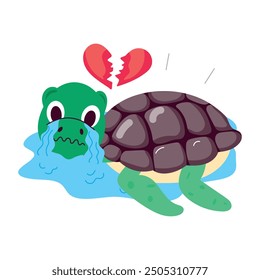 Handy Set of Flat Style Tortoise Cartoons

