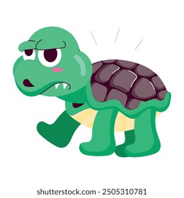 Handy Set of Flat Style Tortoise Cartoons

