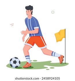 Handy Set of Football Sport Flat Illustrations 

