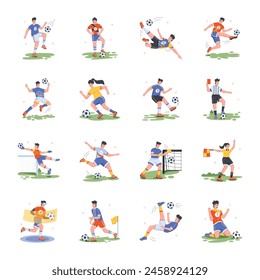 Handy Set of Football Sport Flat Illustrations 

