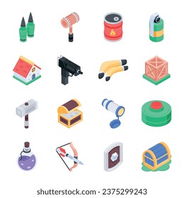 Handy Set of Game Assets Isometric Icons 

