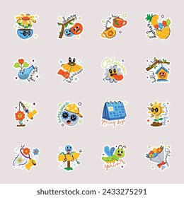 Handy Set of Springtime Flat Stickers 

