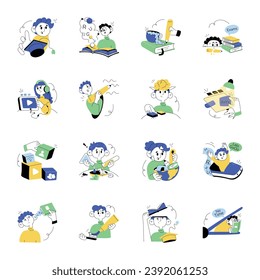 Handy Set of Study Hand Drawn Illustrations 

