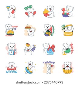 Handy Set of Thanksgiving Day Flat Stickers 

