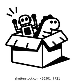 A handy sketchy style icon of a toy box.

