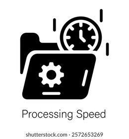 A handy solid icon of data processing speed 