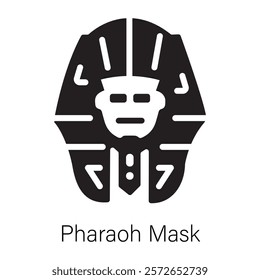 A handy solid icon showing pharaoh mask 