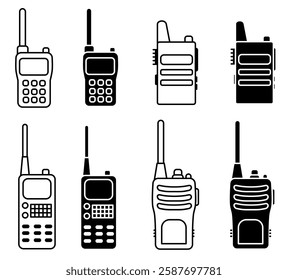 handy talkie icon vector illustration element outline and fill style for portable communication device object 