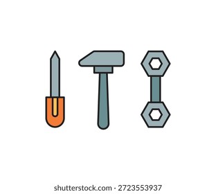 Conjunto de iconos de herramientas útiles Ilustración vectorial